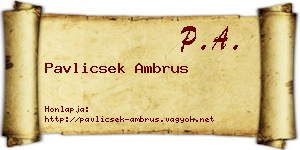 Pavlicsek Ambrus névjegykártya